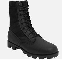 Botas de Selva de Cuero para Hombre, Negras, para Patrulla y Trabajo al Aire Libre, Ligeras y Transpirables, para Senderismo, Entrenamiento y Trabajo