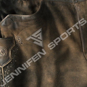 Pantalon en cuir Lederhosen bavarois élégant pour l'hiver, taille haute, grande taille, décontracté, en daim, coupe skinny, respirant, coupe-vent, authentique allemand - Product Image 6