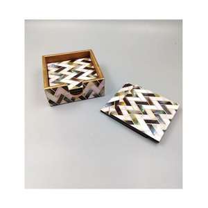 Modern <b>Wooden</b> Coaster Eco-Friendly Natural Wood with Printed Design Protects <b>Table</b> Surfaces While Serving Tea <b>Coffee</b> Cold Drinks - Product Image 1