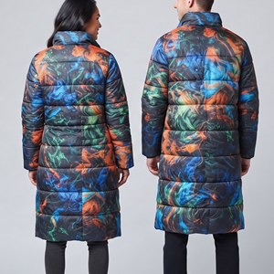 Unisex Stylish <b>Long</b> Puffer Padded Winter Sublimation <b>Long</b> <b>Coat</b> Heavy Duty Padded <b>Long</b> Winter Sublimation Jacket <b>Men</b> Women - Product Image 2