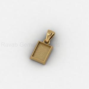 Pendentif Breloque Rectangulaire Vierge 8x10mm en Argent Sterling 925 et Or 14K, Fait Main, avec Monture Cabochon pour Bijoux Souvenirs DIY - Product Image 5