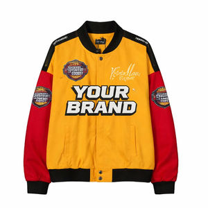 Blouson universitaire de course personnalisé OEM, style Letterman, color block, streetwear, à boutons-pression - Product Image 1