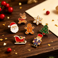Broche émaillée Joyeux Noël et Nouvel An, motif Père Noël dessin animé avec geste OK, pour sac à dos, badge, bijou, cadeau, vente en gros
