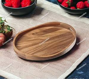 Plateau en bambou rond fait à la main pour le petit-déjeuner, écologique, décoratif, élégant, grande capacité, rangement pour pain et aliments, comptoir de cuisine - Product Image 3