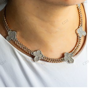 Cadena Cubana Miami de 7MM y 20 Pulgadas, Chapada en Oro, con Diamantes de Imitación VVS Moissanite, Collar Unisex de Lujo para Boda - Product Image 2