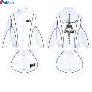 Men Windbreaker Short Set Satin Fabric Comfortable Custom Logo Windbreaker Jogger Set Zip up Streetwear Jogger Tracksuit - Product Image 6