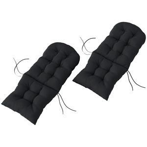 Set di 2 cuscini neri trapuntati per sedia Adirondack da patio con schienale alto - Product Image 1