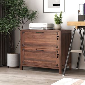 Archivador de 2 Cajones Estilo Rústico con Cerradura para Oficina en Casa - Product Image 3