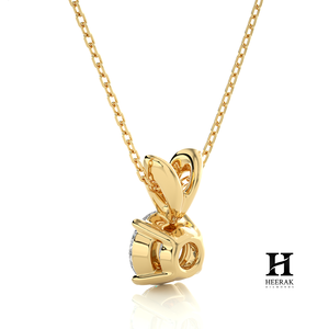 Collar con Colgante de Diamante Solitario de Corte Brillante Redondo en Oro Amarillo de 18K, Joyería Fina - Product Image 6
