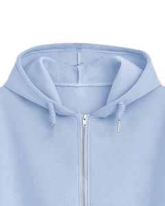 Sudadera con Capucha Unisex Azul Claro, Sudadera de Forro Polar con Cierre, Sudadera Extra Grande de Corte Regular, Color Sólido, Diseño Casual con Bolsillos, Ropa de Otoño - Product Image 2