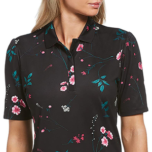 Camiseta de Manga Corta Negra para Mujer, Transpirable, de Punto, Diseño Casual, Impresión Digital, Spandex/Poliéster, Logotipo Frontal - Product Image 1