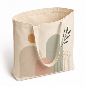 Cotton Canvas <b>Tote</b> <b>Bag</b> with Letter Pattern <b>Medium</b> Size Non Woven Handle Customized Closure for Beach & Groceries Daily Travel - Product Image 3