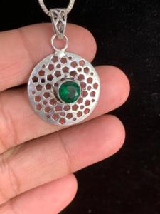 Collar de Plata Alemana Hecho a Mano con Colgante Abron de la Mejor Calidad, Joyería Étnica con Piedras de Circonio para Mujer - Product Image 1