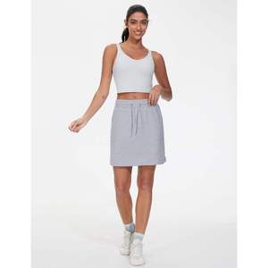 Jupe de sport confortable pour femme avec cordon de serrage, en coton sans doublure, avec poches, pour le travail, la détente, le golf, le tennis - Product Image 3