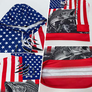 เสื้อฮู้ดลายธงชาติอเมริกันสำหรับตกปลาเบส แบบ unisex สวมใส่สบาย พิมพ์ลาย ผ้าฟลีซถัก มีกระเป๋า ทรงปกติ สไตล์ฤดูหนาว - Product Image 5