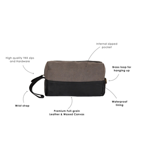 Leather Canvas <b>Toiletry</b> Bag Travel Organizer Waterproof Cosmetic <b>Storage</b> Kit Large Capacity LCTB-0016 - Product Image 2