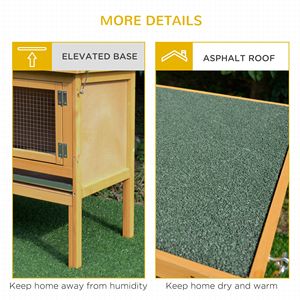 Sturdy Fir Wood <b>Rabbit</b> Hutch Openable Waterproof Roof with No Leak Tray Indoor Outdoor Yellow Green Bunny <b>Cage</b> for Small Animals - Product Image 6