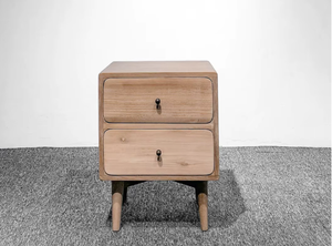 Stylish Bedside Curvydouble Table Solid Teak Wood Natural Finish Sleek Drawers For Bedroom Hotel Villa Resort Modern Furniture - Product Image 3