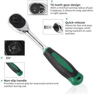 Set di chiavi a bussola da 46 pezzi con attacco da 1/4 di pollice, kit di utensili metrici per meccanici con custodia in plastica - Product Image 4