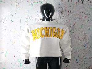 Sweat-shirt à col montant gris cendré MICHIGAM 100% jaune avec broderie appliquée, col large, URBAN PRODUCTIONS - Product Image 3