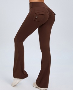Lovely Women <b>Flared</b> <b>Leggings</b> Scrunch Butt Yoga Pants Multi Color Available High Waist Tights with Pockets Fitness Gym Wear New - Product Image 6