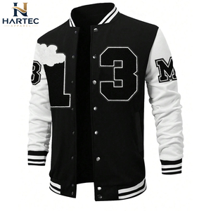 Wholesale <b>Mens</b> Oversized Number 13 Towel Patchwork Cotton Fleece Body <b>Faux</b> <b>Leather</b> Sleeves Classic Letterman Varsity <b>Jackets</b> - Product Image 2