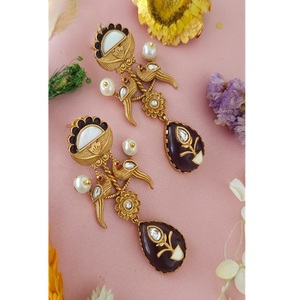 <b>Beautiful</b> High Quality Gold Plated Brass Zircon Drop <b>Earrings</b> Statement Fusion Women Wedding Fashion Trendy Collection - Product Image 1