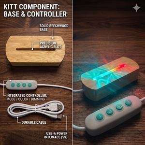 Artistic Gifts Wooden Oval RGB LED Light Base for Acrylic Board, USB Powered Night Light Stand with Cable Switch - Product Image 4