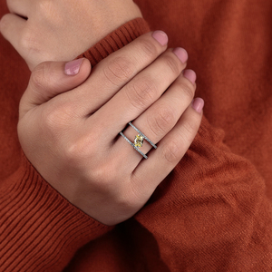 Anillo Abierto de Diamantes Amarillos Cultivados en Laboratorio, Oro de 14K, Doble Hilera Pavé, Joyería de Boda para Mujer - Product Image 2