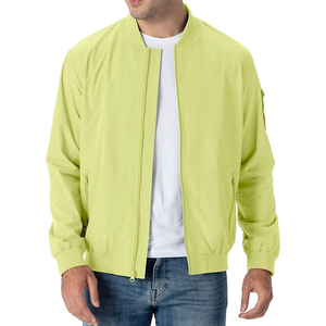 Chaqueta Bomber Casual para Hombre, Cuello Alto, Cierre de Cremallera, Cortavientos, Color Sólido, Transpirable, de Poliéster, para Primavera - Product Image 1