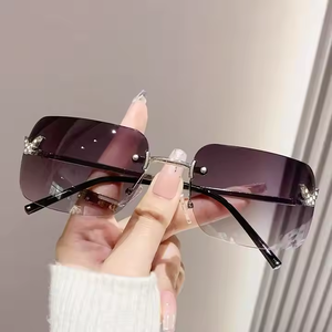 Newly Arrived MingAo Model 81062 Fashion Butterfly Design UV400 Protection Rimless <b>Frame</b> Unisex Sunglasses for Travel Outdoor - Product Image 3