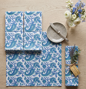 Servilletas Cuadradas de Algodón Hechas a Mano con Estampado Floral Naranja, Estilo Boho Indio Rústico para Bodas y Decoración de Mesa - Product Image 5