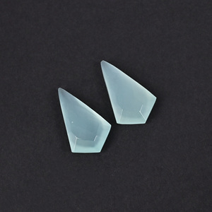 Calcedonia Aqua Natural, Corte Checker de 20x12mm, Forma de Cometa, Par de Piedras Preciosas Sueltas, 13.2 Quilates, Certificadas - Product Image 4