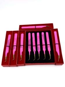 Pince à épiler de précision GETUP BROSONS IMPEX professionnelle en acier inoxydable, pointe nano en fibre, revêtement poudré rose foncé, durable - Product Image 4