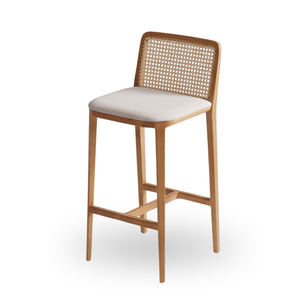 Modern Teak Wood Dining <b>Chair</b> with Fabric Upholstered Seat and Wooden Legs for Dining Room Restaurants Outdoor Use - Product Image 1
