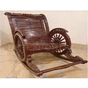 Mobiliário antigo cadeira de balanço em madeira de teak, melhor chariot, designer de madeira, cadeira de balanço artesanal feita à mão, cadeiras de balanço on-line