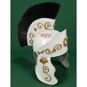 Casque de Chevalier Croisé Personnalisé Blanc Médiéval avec Accents en Laiton pour Cosplay, Réenactement et Fête d'Halloween - Product Image 3