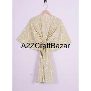 Kaftan court vintage indien fait main, imprimé floral, écologique, lavable, vêtement de nuit naturel, robe kimono, kaftan court - Product Image 5