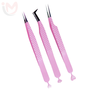 Pince à épiler pour extensions de cils en fibre dorée, acier inoxydable avec grip, nouveau modèle pour extensions de cils - Product Image 4