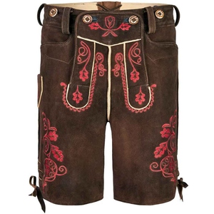2026 En gros Lederhosen bavarois sur mesure pour hommes, shorts traditionnels allemands en cuir et daim brodés, mode Trachten - Product Image 4
