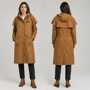 Manteau long imperméable et respirant en toile cirée pour femme, style trench, coupe-vent, pour l'équitation, le travail en extérieur, 100% résistant au vent - Product Image 3