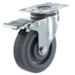Set di 4 Ruote Girevoli Rinforzate da 5 Pollici (2 con Freno, 2 Rigide) Compatibili con Contenitori Termici per Alimenti, Diametri Ruote 100mm e 75mm - Product Image 1