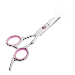 Tijeras Profesionales de Acero Inoxidable para Cabello, Punta Afilada, para Diestros, Mango Largo, Uso en Salón, No Plegables, Mango Rosa, para Entresacar - Product Image 5