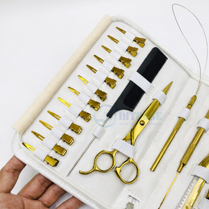 Professional Hair Extension Tool Kit Gold Plasma Flat I Tip Pliers Clips <b>Razor</b> Scissor <b>Set</b> Eco-Friendly Salon Supplies - Product Image 6