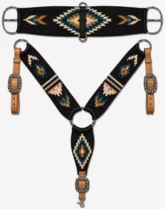 EQUIPRO Ensemble de harnais et de collier de poitrine pour cheval, violet perlé, motif diamant, en laine et cuir, avec boucles à conchos, modèle personnalisable, autres conceptions, fabriqué Uttar - Product Image 1