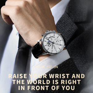 LOUIE JUELEN 576 Men's Business Watch Waterproof Luminous Leather Stainless Steel Quartz Movement - Product Image 2
