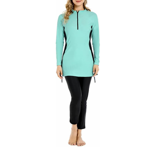 Ensemble de burkini personnalisé pour femmes, burkinis musulmans islamiques, maillots de bain à coupe haute, imprimé, ensemble 2 pièces, spandex/polyester de haute qualité - Product Image 4
