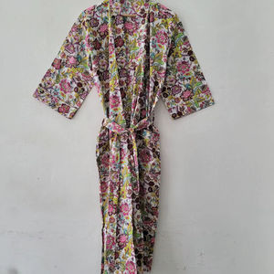 Bata Kimono de Algodón Estampado Floral para Mujer, Elegante y Casual, con Estampado Jaipuri, Ligera y Ecológica para Verano - Product Image 1