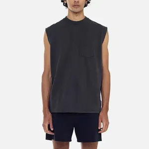 Wholesale Rate High Quality Customized Logo <b>Men</b> <b>Knitted</b> <b>Tank</b> <b>Tops</b> Solid Color Plus Size Breathable Gym Workout 100% Polyester - Product Image 1