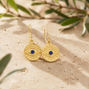 ต่างหูนาซาร์ |   ต่างหูทรงหยดน้ำประดับด้วยลาพิส ลาซูลี ชุบทอง 18K - Product Image 3